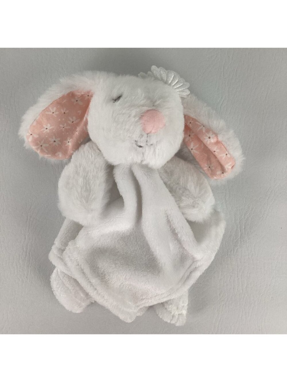 Modern Baby White Bunny Rabbit Lovey Plush Stuffed Animal Security Blanket Toy